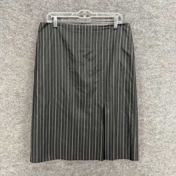 Banana Republic Skirt Women 12 Black Striped A-Line Midi Silk Lined Zipper - Picture 1 of 7